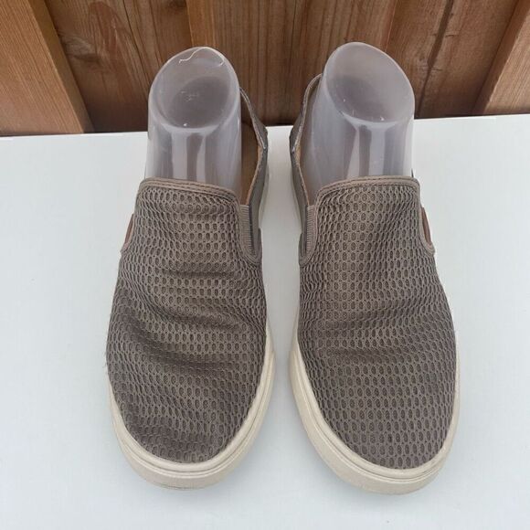 OluKai Pehuea Leather Shoes Size 8 Grey Slip On Casual Shoes Loafers - Picture 3 of 14